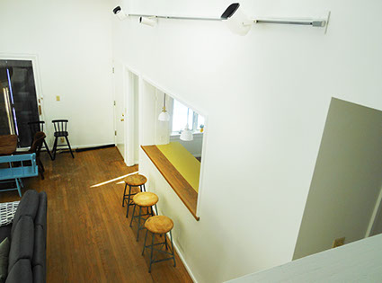 Cathedral ceilings make for an open living  space.