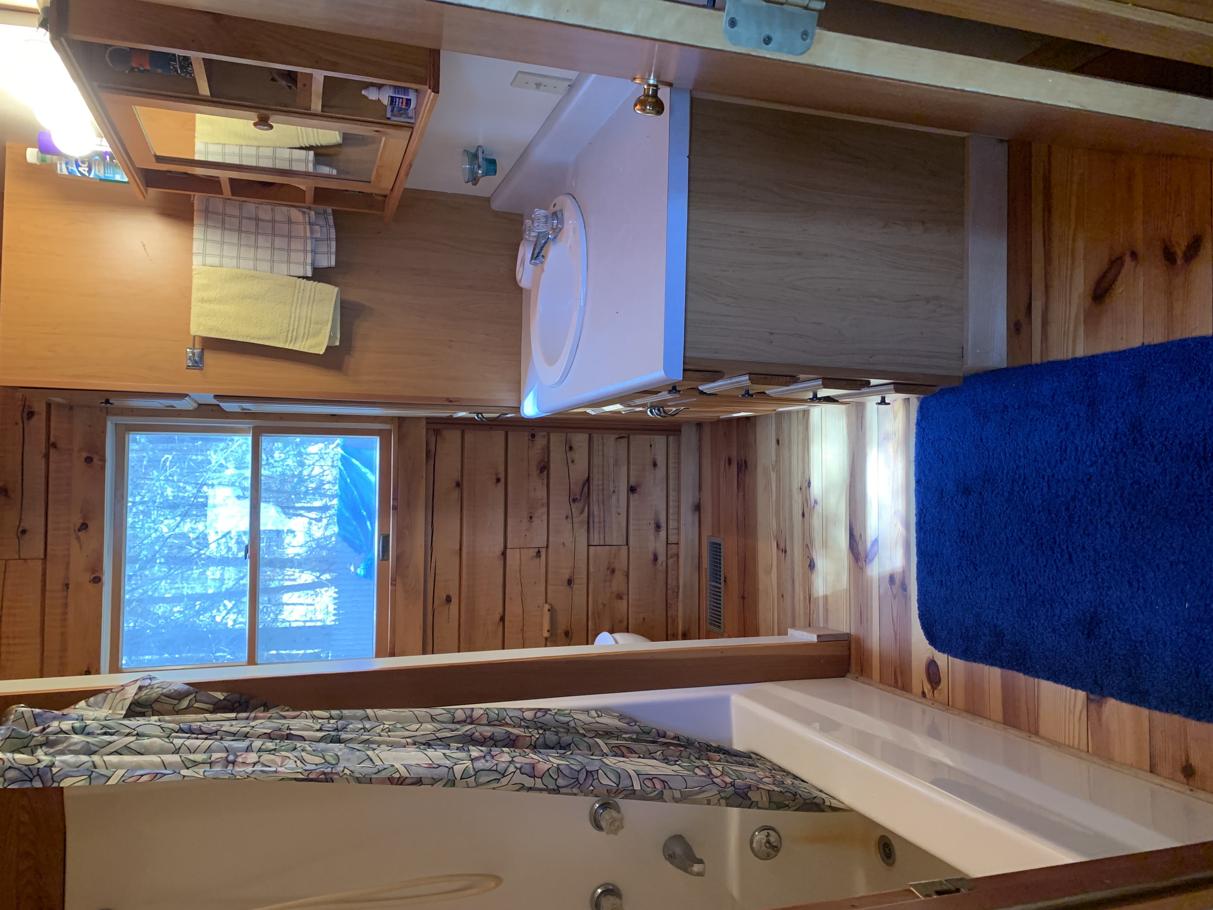 Newly built, this bath has a wonderful decor.