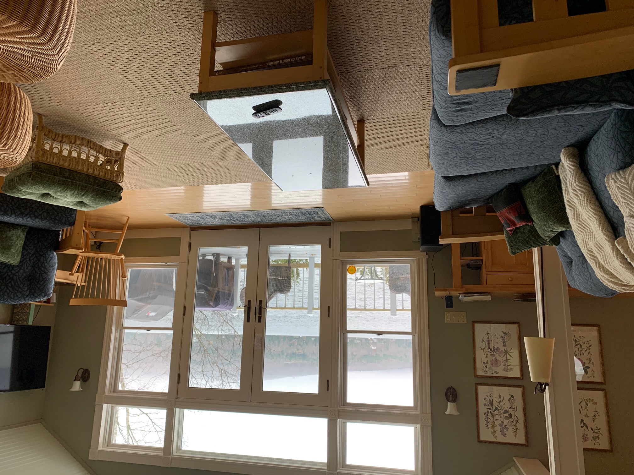 Also relax in a contemporary living space with vaulted ceilings and views, views, views.