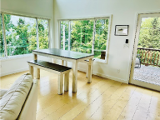 Dine in a contemporary setting with natural lighting.